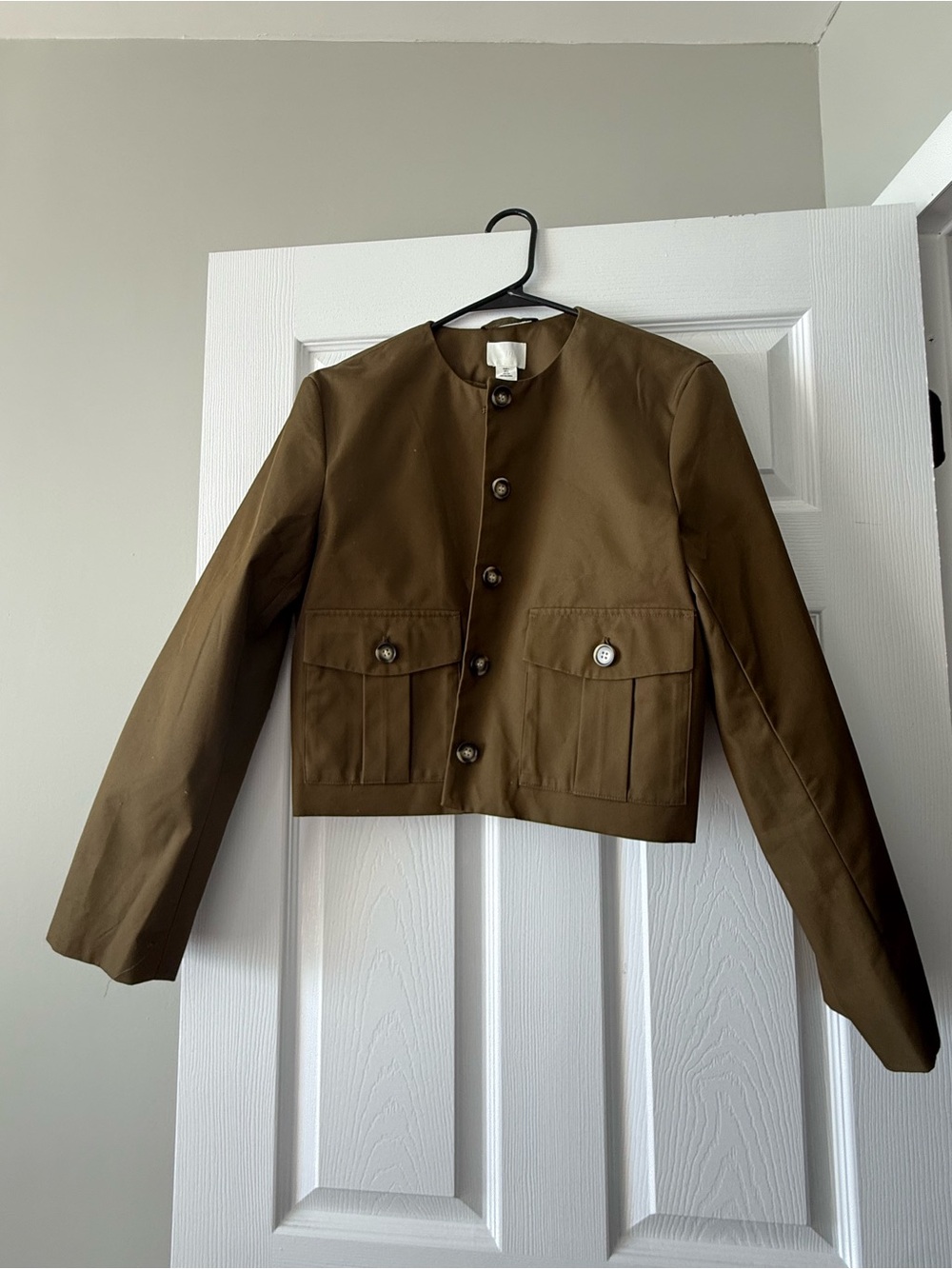 NWT: H&M Olive Green Cropped Utility Jacket - size S